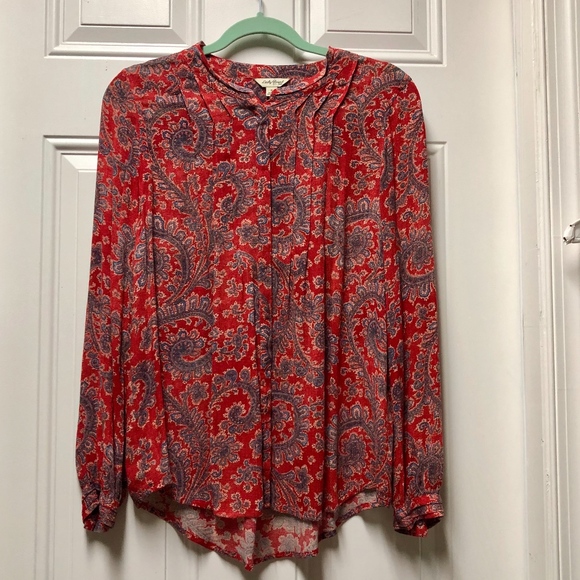 Lucky Brand Tops - Lucky Brand Red Blue Paisley  Top Sz Small